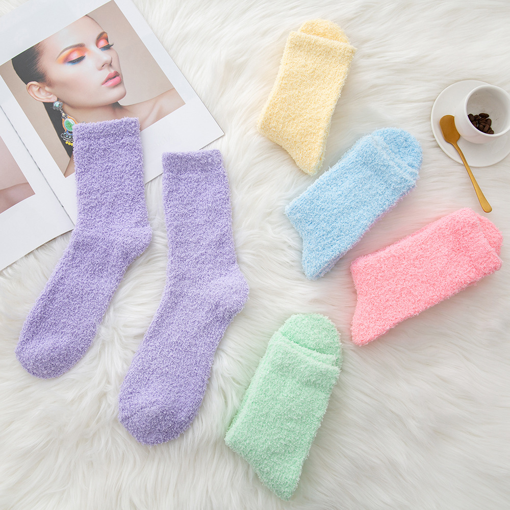 Women Warm Super Soft Plush Slipper Sock Winter Fluffy Microfiber Crew Socks Casual Home Sleeping Fuzzy Cozy Sock